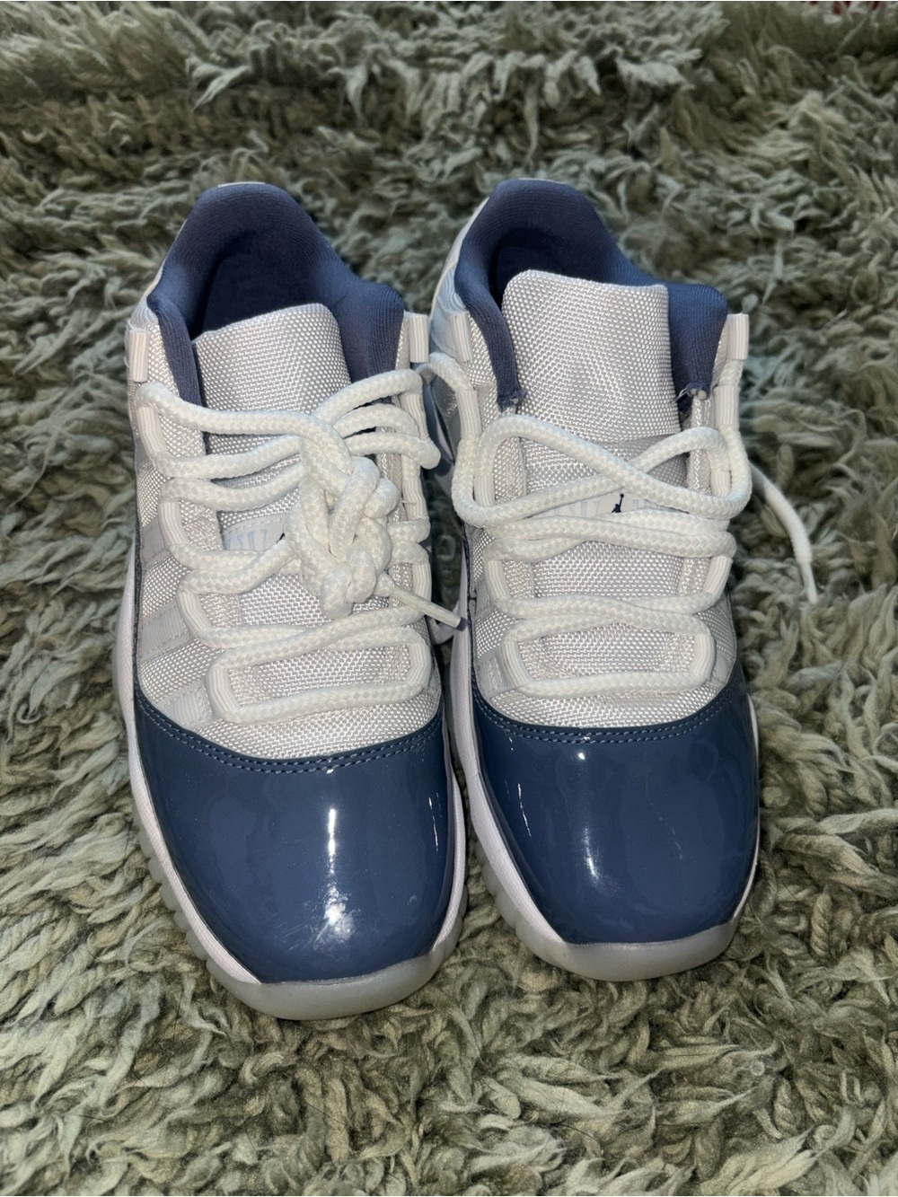Jordan Kids White and Blue Low-Top Sneakers